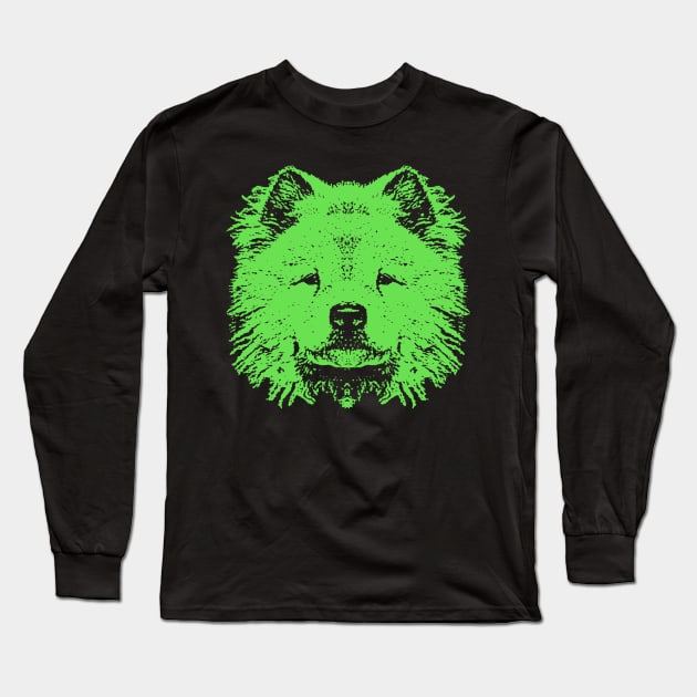 Green Chow Chow Long Sleeve T-Shirt by childofthecorn
